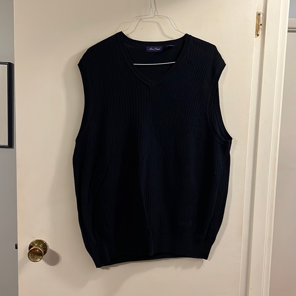 Alan Flusser dark navy v-neck sweater vest